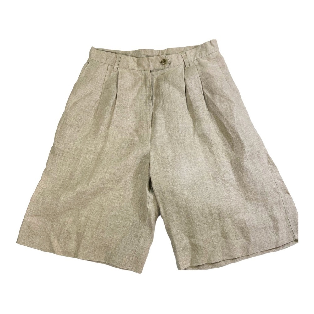 Tami vintage beige high waisted 11” inseam linen shorts 14